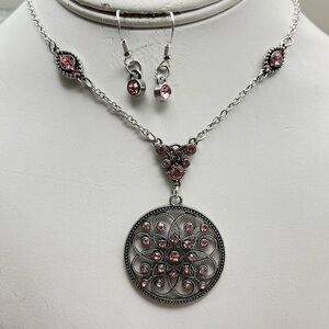 Sweet Elegant Pink and Silver Jewelry Set